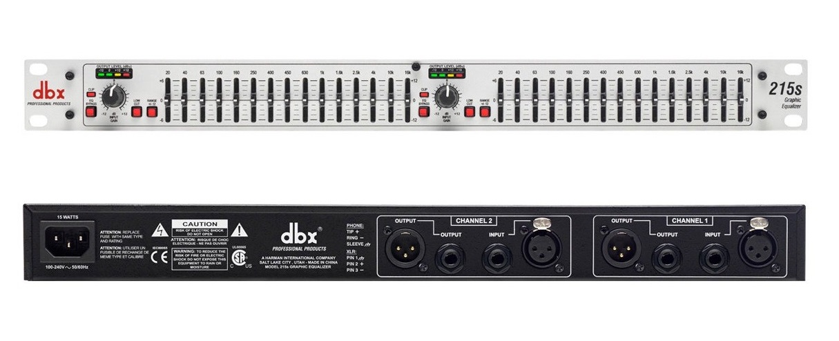 DBX 215S - графический эквалайзер, 2-канальный, 2/3 октавный с постоянной добротностью, 15-полосный. в магазине для музыкантов Рок-н-Ролл