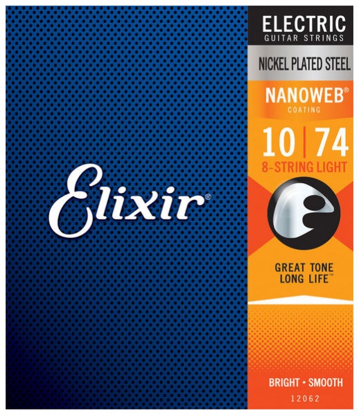 Elixir 12062 NanoWeb - Струны для 8-струнной электрогитары 10-74 в магазине для музыкантов Рок-н-Ролл