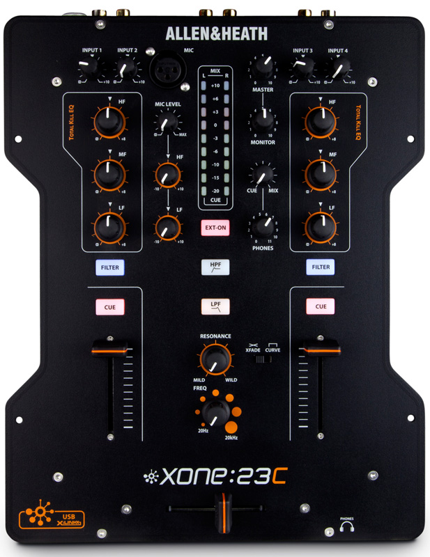Allen&Heath XONE:23C - DJ-микшер, 2 канала, Total Kill EQ, 2 стерео-входа, звуковая карта в магазине для музыкантов Рок-н-Ролл