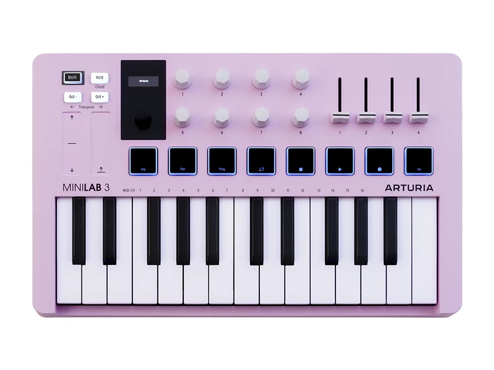 Arturia MiniLAB 3 Rose Quartz - MIDI клавиатура 25 клавиш, 8 энкодеров, 8 RGB пэдов, 8 фейдеров в магазине для музыкантов Рок-н-Ролл