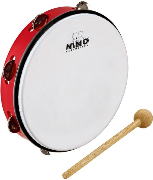 MEINL NINO24R - тамбурин 10" с синтетической мембраной и колотушкой. в магазине для музыкантов Рок-н-Ролл