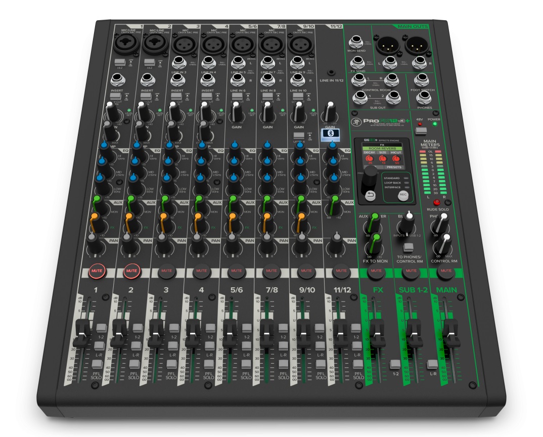 Mackie ProFX12v3+ - 12-канальный микшер с процессором эффектов, режимами записи USB, Bluetooth в магазине для музыкантов Рок-н-Ролл