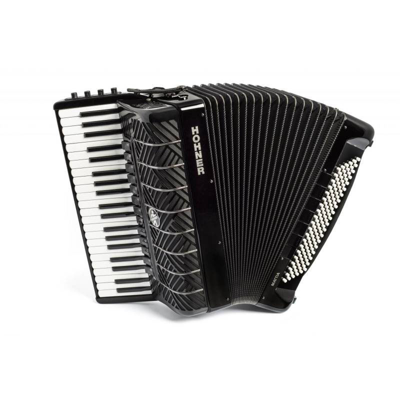 HOHNER MATTIA IV 120 BK gun black (A17321) - концертный аккордеон 4/4, подбородочный регистр,черный в магазине для музыкантов Рок-н-Ролл