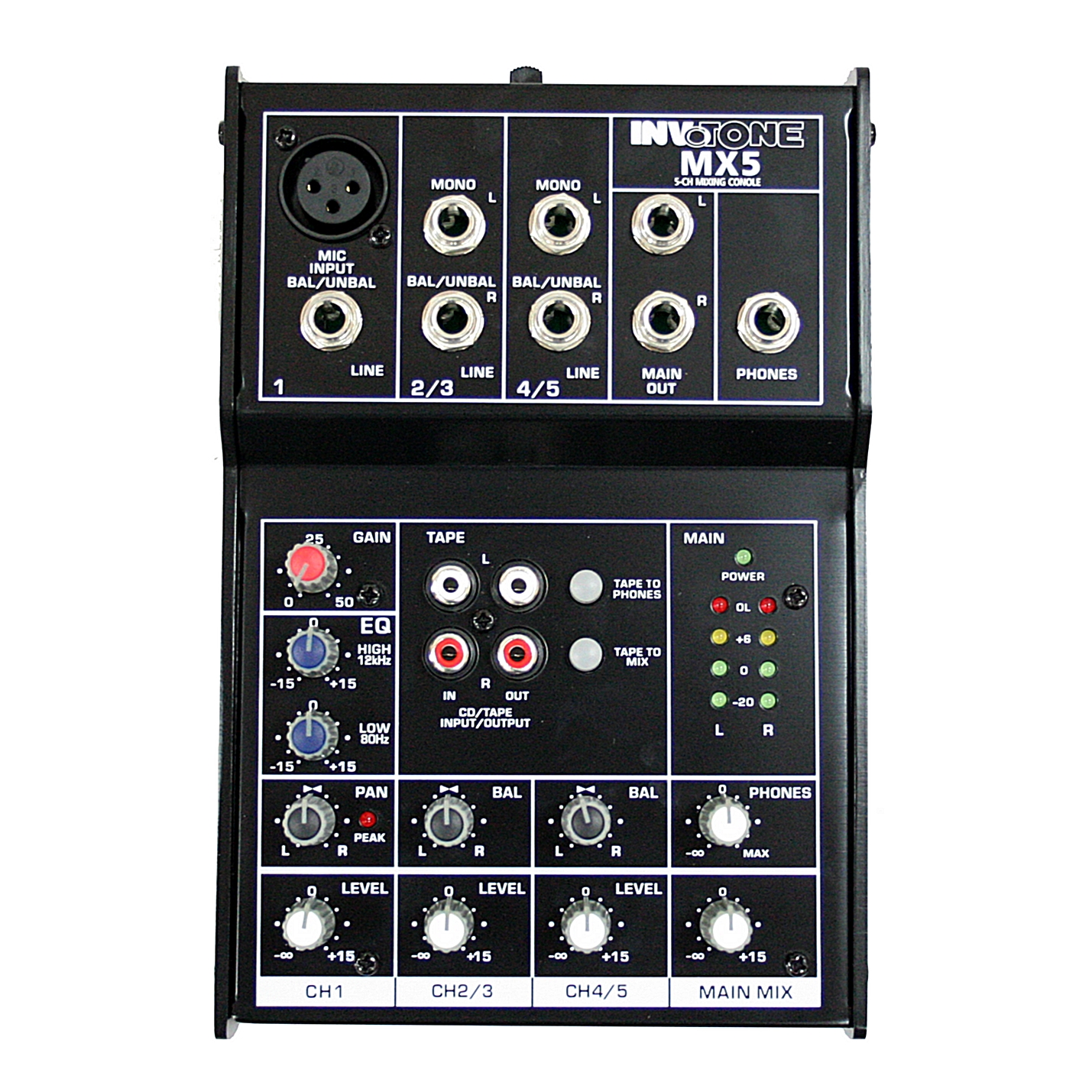 Invotone MX5 - микшерный пульт, 1 микрофонный вход, ,XLR и балансный Jack,2 стерео входа в магазине для музыкантов Рок-н-Ролл
