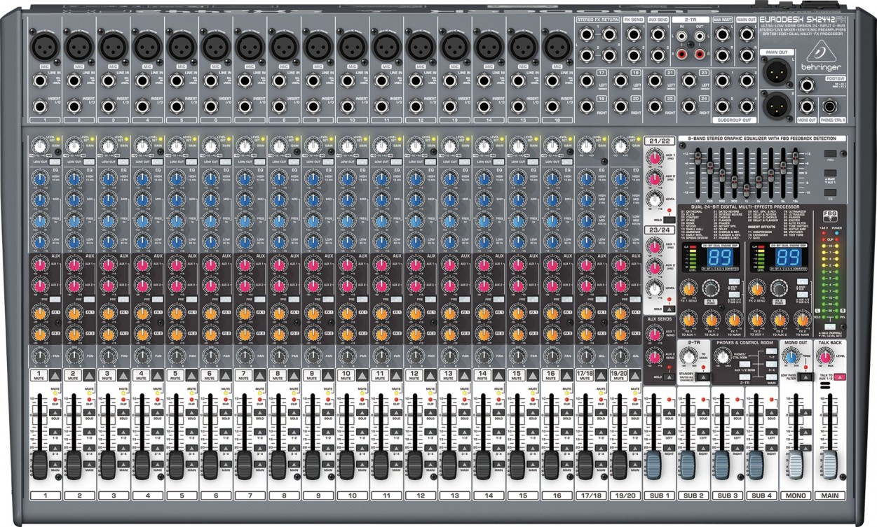 Behringer SX2442FX - микшер,16 моно,2 основ. и 2 доп.стерео-входа,4 AUX,4 подгруппы в магазине для музыкантов Рок-н-Ролл