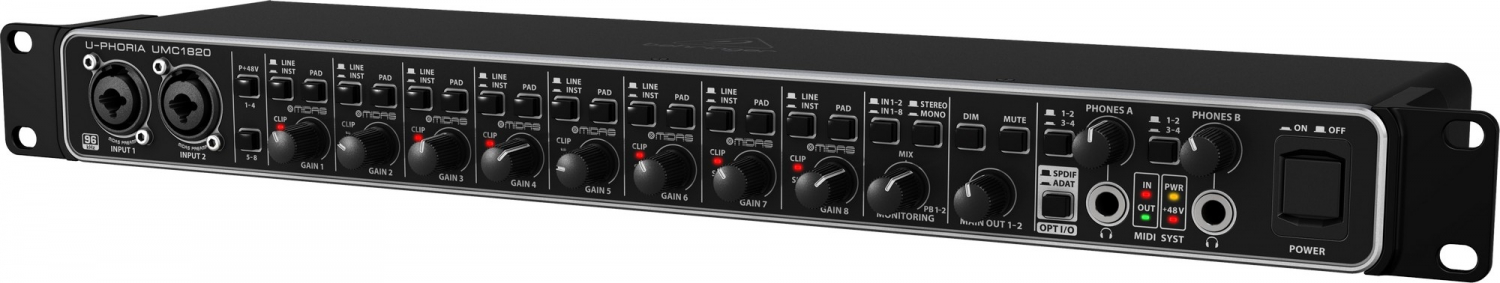 Behringer UMC1820 - внешний звуковой/MIDI интерфейс, USB 2.0 ,18 вх/20 вых канала, 24бит/96кГц,  в магазине для музыкантов Рок-н-Ролл