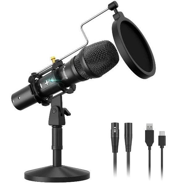 Maono AU-HD300T - микрофон студийный, динамический кардиоидный. Держатель, подставка, поп-фильтр в магазине для музыкантов Рок-н-Ролл