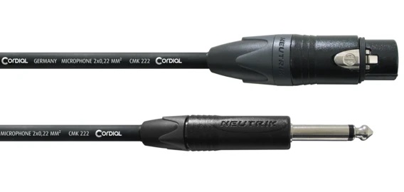 Cordial CPM 2,5 FP - микрофонный кабель XLR female/моно джек 6,3 мм, разъемы Neutrik, 2,5 м, черный в магазине для музыкантов Рок-н-Ролл
