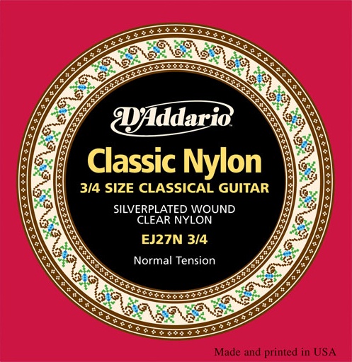 D'Addario EJ27N-3/4 - Cтруны для классич. гитары, серебро (Silver), Normal Tension в магазине для музыкантов Рок-н-Ролл