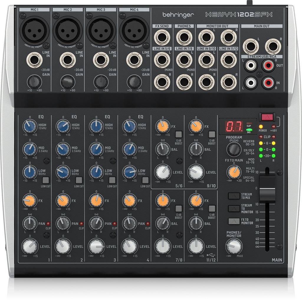 Behringer XENYX 1202SFX - Аналоговый микшер, 12 каналов, 4 мик.+4 стерео, USB, процессор эффектов в магазине для музыкантов Рок-н-Ролл