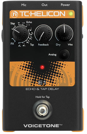 TC Helicon VoiceTone E1 - напольная вокальная педаль эффектов эхо и задержки в магазине для музыкантов Рок-н-Ролл