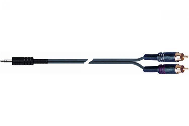 QUIK LOK STR612-1 BK - компонентный кабель, разъёмы Stereo 3.5mm jack - 2 RCA, чёрный, 1м в магазине для музыкантов Рок-н-Ролл