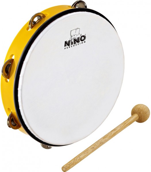 MEINL NINO24Y - тамбурин 10" с синтетической мембраной и колотушкой. в магазине для музыкантов Рок-н-Ролл