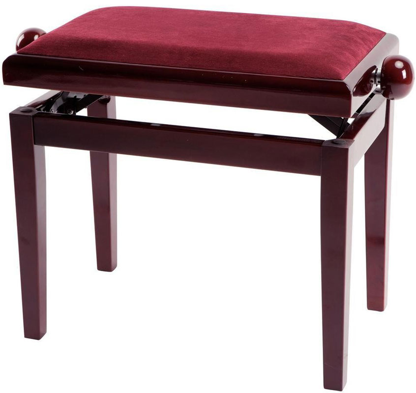 Gewa 130060 Deluxe Mahogany High Gloss - банкетка для пианино красное дерево глянцевое, прямые ножки в магазине для музыкантов Рок-н-Ролл