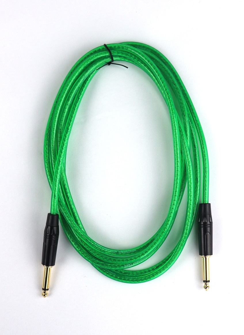 AuraSonics J63J63-3TGR - гитарный кабель Jack TS 6.3мм  - Jack TS 6.3мм 3м, прозрачный зеленый в магазине для музыкантов Рок-н-Ролл
