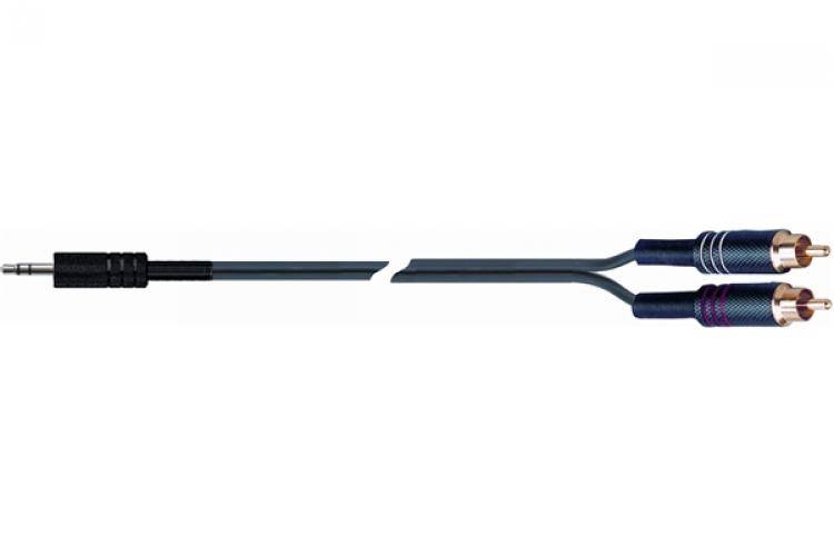 QUIK LOK STR612-3 BK - компонентный кабель, разъёмы Stereo 3.5mm jack - 2 RCA, чёрный, 3м в магазине для музыкантов Рок-н-Ролл