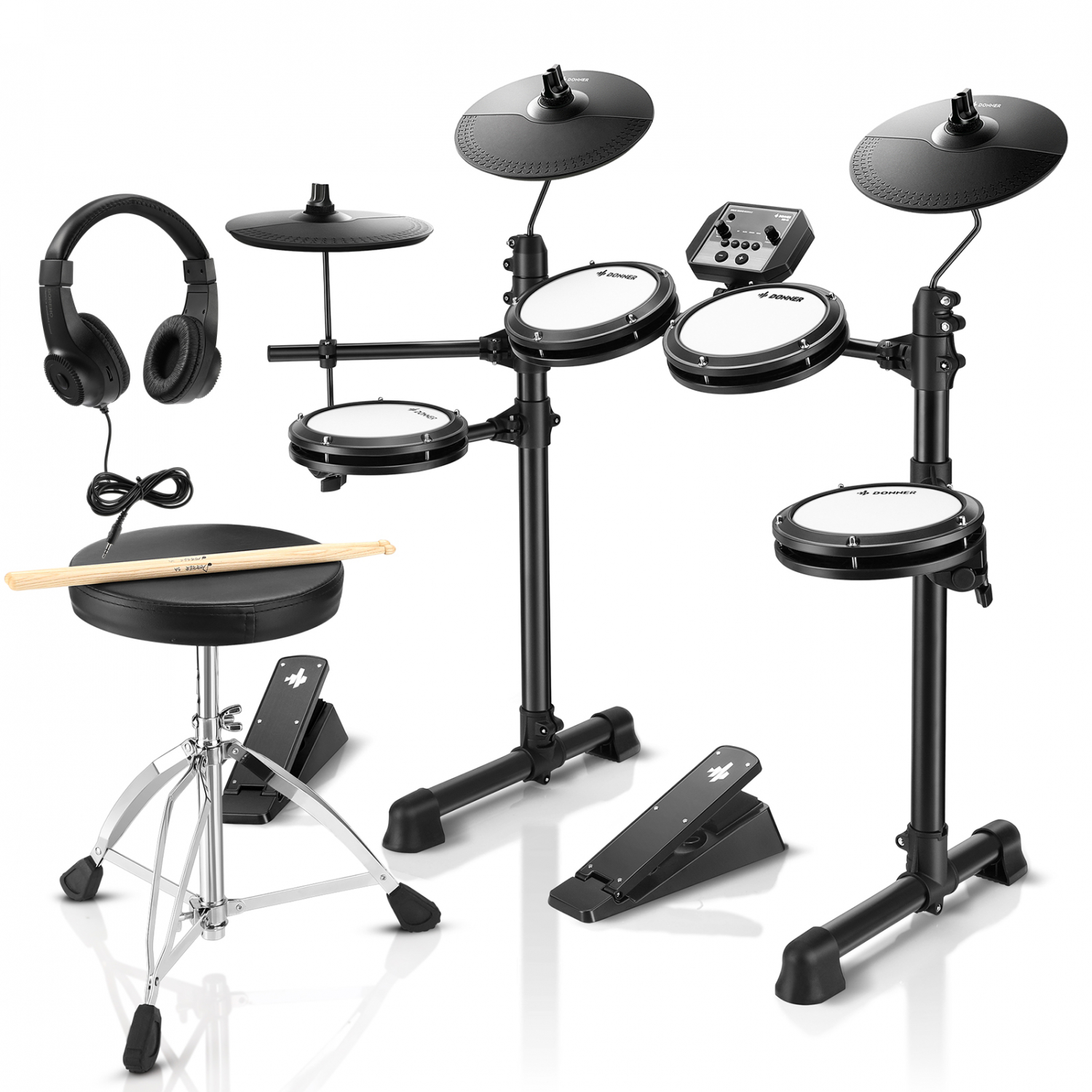 Donner DED-80 Electric Drum Set 4 Drums 3 Cymbals - электронная ударная установка в магазине для музыкантов Рок-н-Ролл