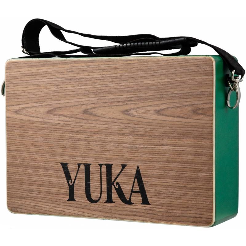 YUKA LT-CAJ1-RWGR - тревел-кахон, фиксированный подструнник, тапа палисандр, корпус зеленый, ремень в магазине для музыкантов Рок-н-Ролл