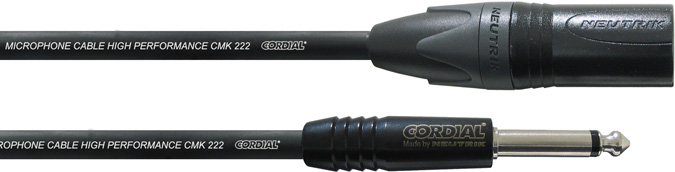 Cordial CPM 2,5 MP - микрофонный кабель XLR male/моно джек 6,3 мм, разъемы Neutrik, 2,5 м, черный в магазине для музыкантов Рок-н-Ролл