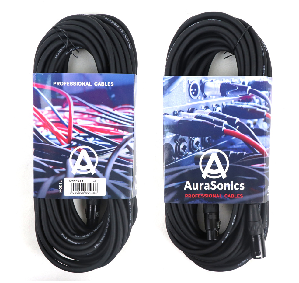 AuraSonics XMXF-15B - кабель микрофонный XLR(F)-XLR(M), 15м, 24AWG, 0.23мм², черный в магазине для музыкантов Рок-н-Ролл