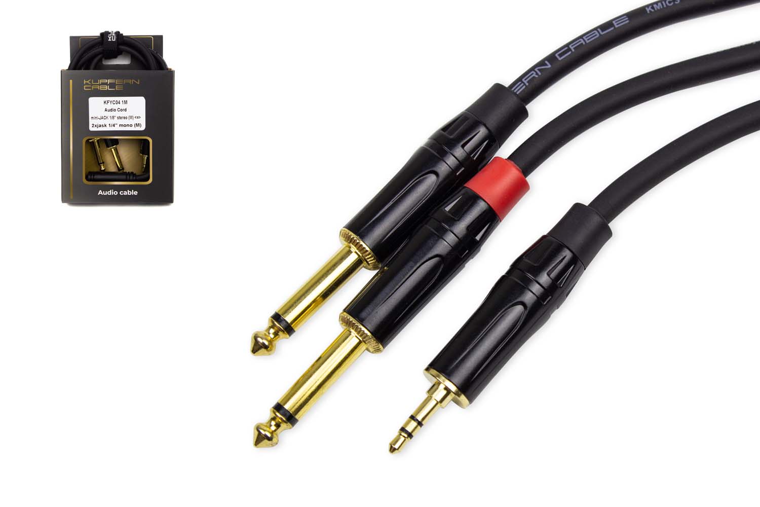 KUPFERN KFYC04 1M - Шнур аудио mini-JACK 1/8" stereo (папа) <=> 2хJACK 1/4" mono (папа) в магазине для музыкантов Рок-н-Ролл
