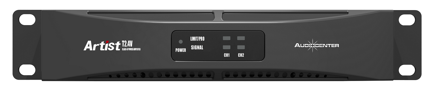 Audiocenter Artist T2.4V - компактный 2-канальный усилитель класса D 2x100Вт/8Ом; 200Вт/4Ом; 70V в магазине для музыкантов Рок-н-Ролл
