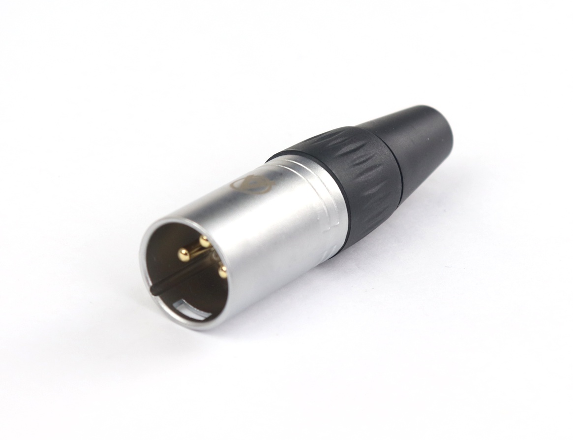 AuraSonics X3M-G - кабельный разъем 3-контактный XLR male, позолоченные контакты, хром, до 50 В в магазине для музыкантов Рок-н-Ролл