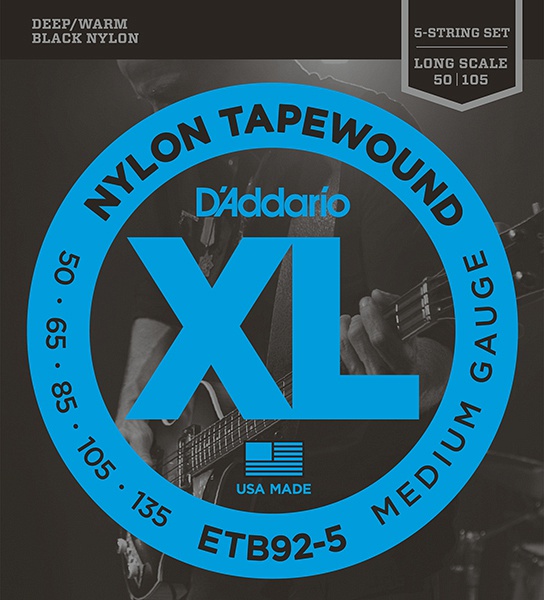 D'Addario ETB92-5 Tapewound - Комплект струн для 5-струнной бас-гитары, нейлон. опл, Medium, 50-135 в магазине для музыкантов Рок-н-Ролл