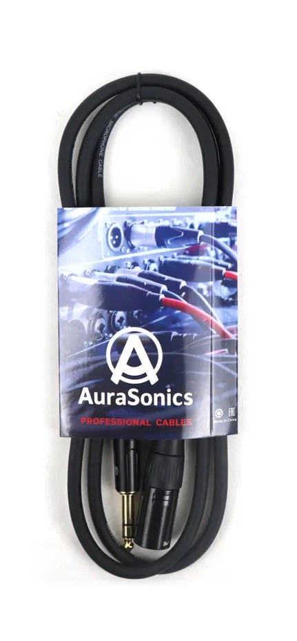AuraSonics XMJTRSM-3 - кабель микрофонный XLR3(m) - 1/4" Jack TRS, 3м, черный в магазине для музыкантов Рок-н-Ролл