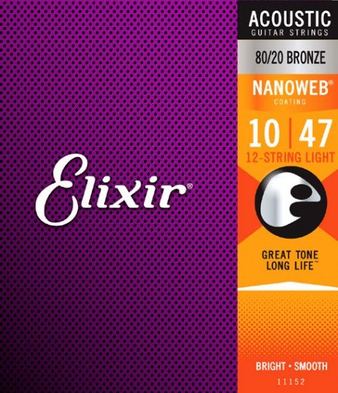 Elixir 11152 NanoWeb - Струны для 12-ти струнной гитары 10-47 в магазине для музыкантов Рок-н-Ролл