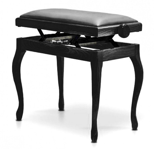 Hidrau BG200 Black Gloss (TC9) - банкетка, черная полированная, черный вельвет в магазине для музыкантов Рок-н-Ролл