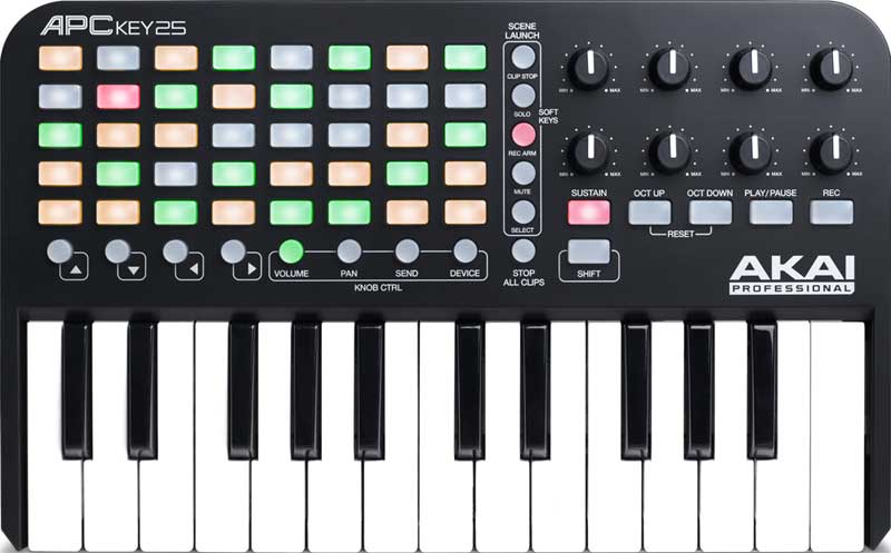 AKAI PRO APC KEY 25 USB - Клавишный контроллер для Ableton, 25 мини клавиш, сетка Clip Launch 5x8 в магазине для музыкантов Рок-н-Ролл
