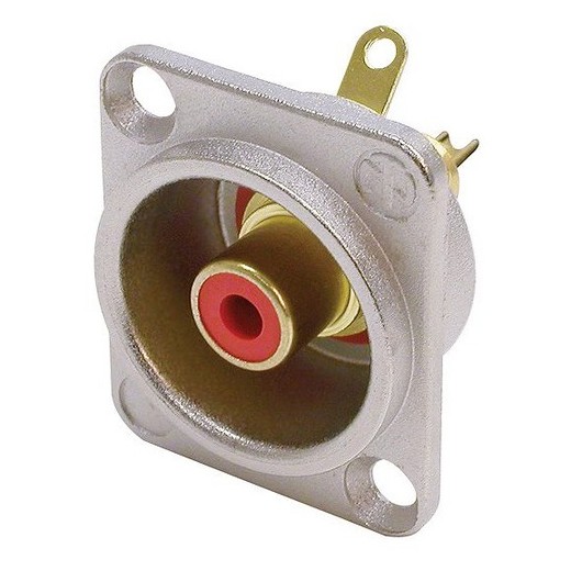 Neutrik NF2D-2 - панельный разъем RCA гнездо, тип-D, под пайку провода, красный изолятор в магазине для музыкантов Рок-н-Ролл