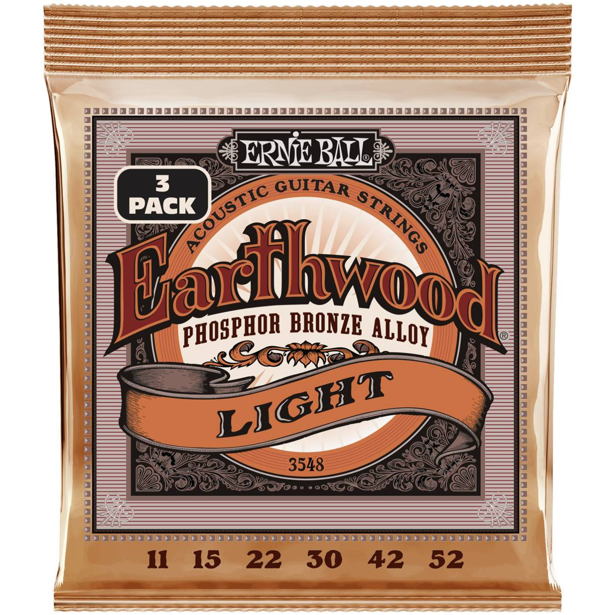 Ernie Ball 3548 - набор из 3х комплектов для акуст.гитары Earthwood Light Phosphor Br (11-52) в магазине для музыкантов Рок-н-Ролл