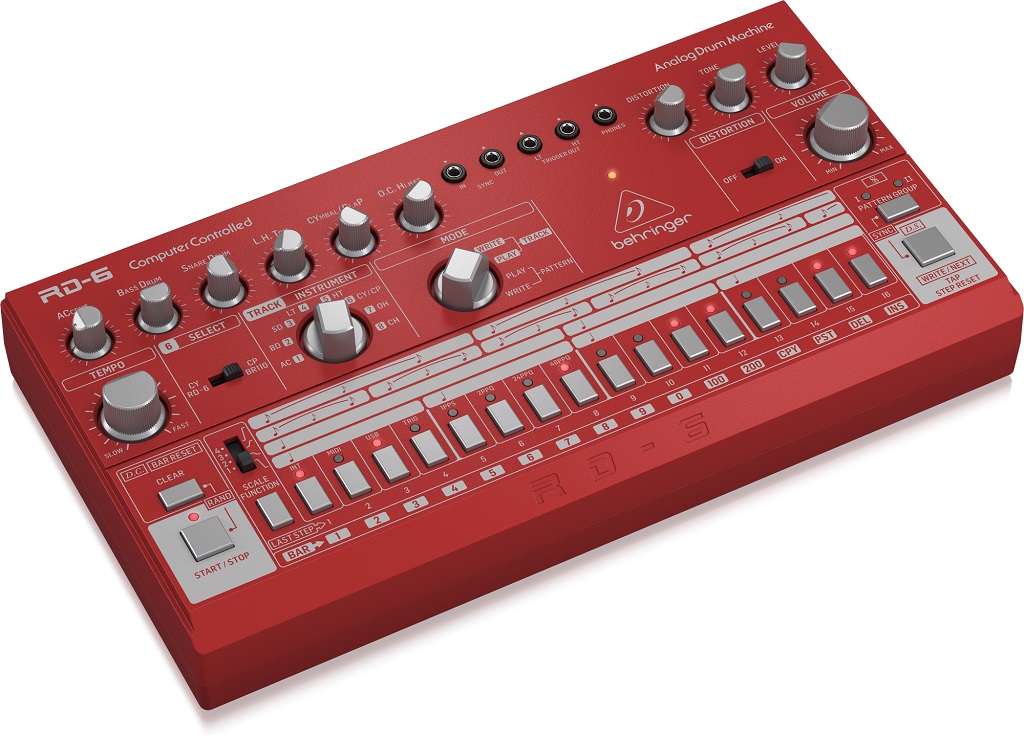 Behringer RD-6-RD - аналоговая драм-машина, 8 ударных, 16-шаговый секвенсор, дисторшн. Красный в магазине для музыкантов Рок-н-Ролл