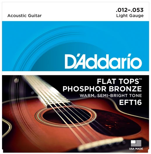 D'Addario EFT16 Flat Tops - Струны для акустической гитары фосфорная бронза 12-53 в магазине для музыкантов Рок-н-Ролл