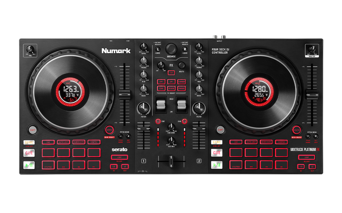 NUMARK Mixtrack Platinum FX - DJ-контроллер для Serato, 4 деки, эффекты, фильтры, дисплеи джогов в магазине для музыкантов Рок-н-Ролл