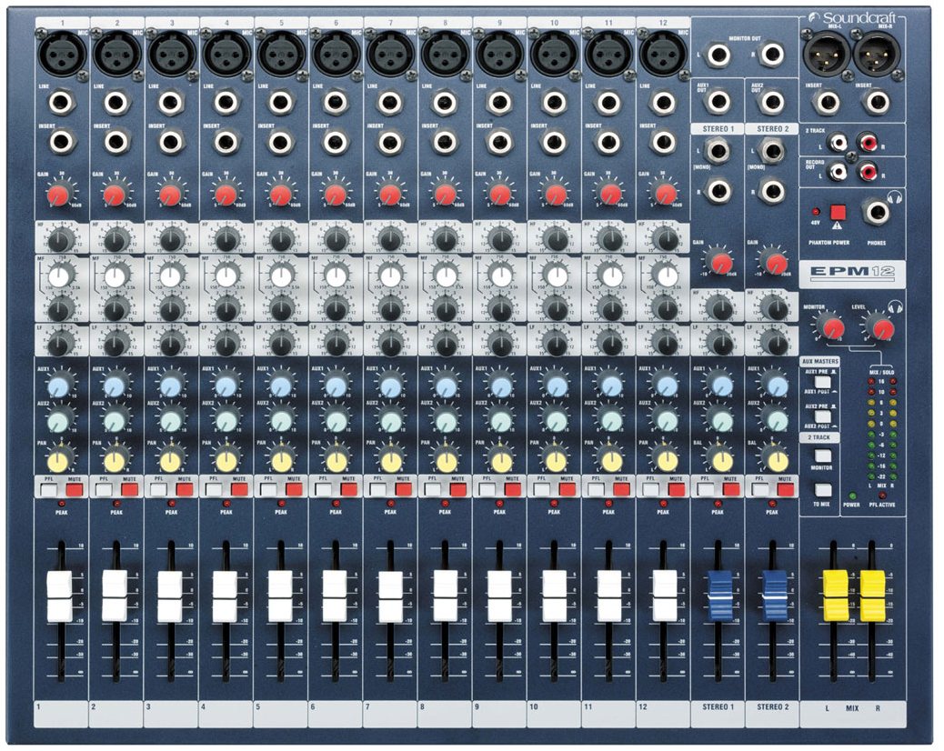 Soundcraft EPM12 - микшерный пульт. 12 моно +2 стере в магазине для музыкантов Рок-н-Ролл