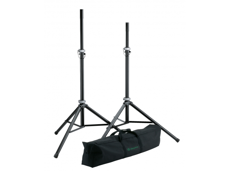 K&M 21459-000-55 - стойка для акустических систем, комплект 2 штуки с чехлом, высота 1270 - 1930 мм, в магазине для музыкантов Рок-н-Ролл