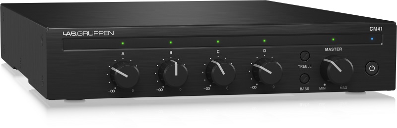 Lab.gruppen CM41 - микшер моно, 4 mic/line, вход приоритета, дакинг, Euroblock, 3 x RCA L/R в mono в магазине для музыкантов Рок-н-Ролл