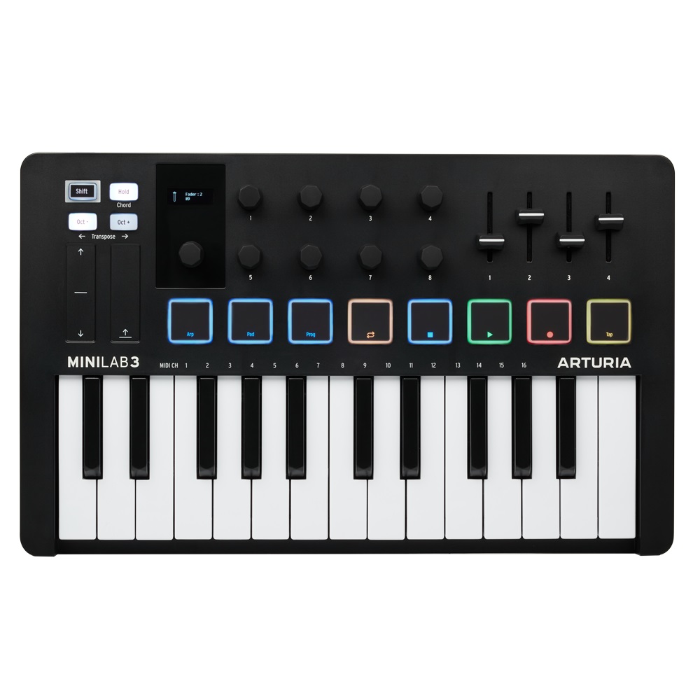 Arturia MiniLAB 3 Black Edition - 25 клавишная  MIDI-клавиатура - пэд-контроллер, 9 регуляторов в магазине для музыкантов Рок-н-Ролл