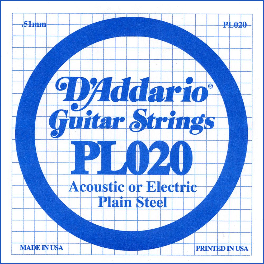 D'ADDARIO PL020 Single Plain Steel 020 - одиночная струна в магазине для музыкантов Рок-н-Ролл