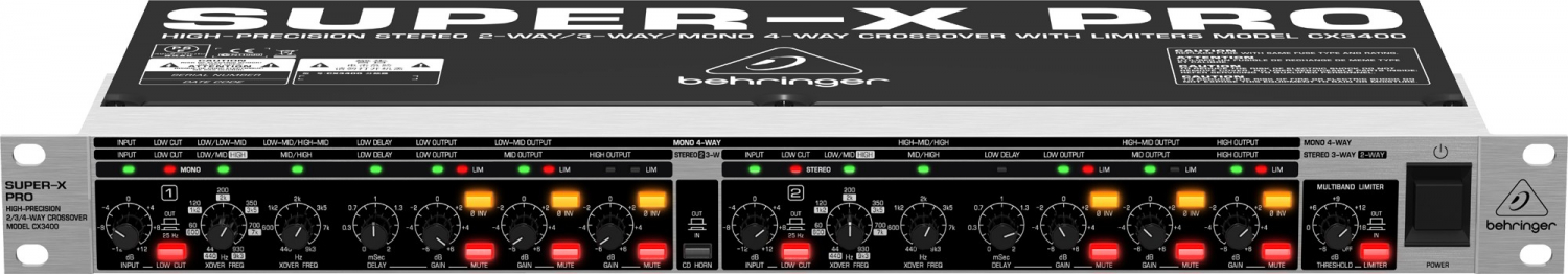 Behringer CX3400 Super X Pro - кроссовер,2-3 полосы стерео, 4 полосы моно, лимитеры в магазине для музыкантов Рок-н-Ролл