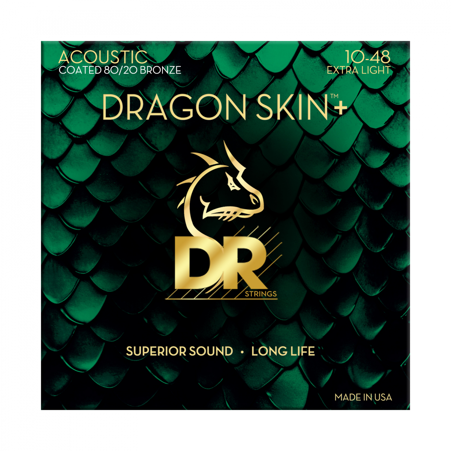DR DA8-10 - струны для акустической гитары, Калибр: 10-48, Серия: DRAGON SKIN+™, Обмотка: бронза в магазине для музыкантов Рок-н-Ролл