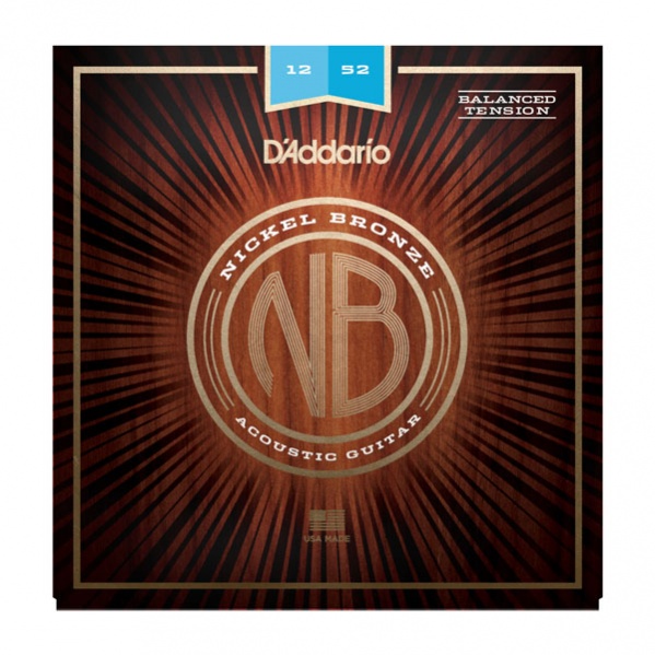 D'Addario NB1252BT Nickel Bronze - Комплект струн для акустической гитары, Balanced Light, 12-52 в магазине для музыкантов Рок-н-Ролл