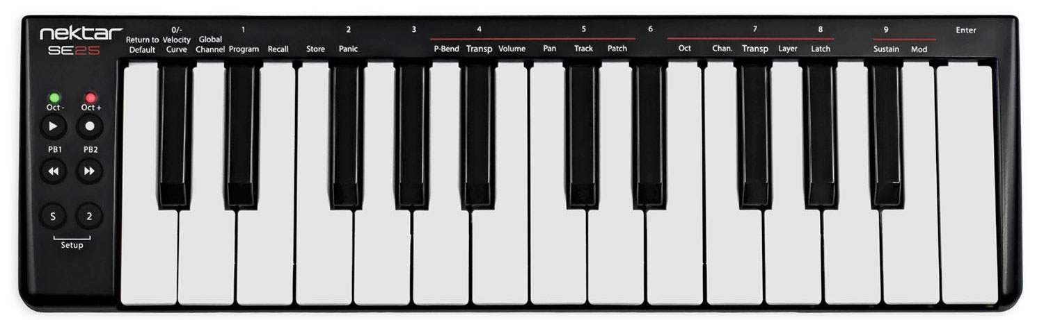 Nektar SE25 - USB MIDI клавиатура, 25 клавиш, двух октавная, Bitwig 8 track, 0,4 кг в магазине для музыкантов Рок-н-Ролл