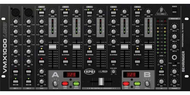 Behringer VMX1000USB - микшер для DJ в магазине для музыкантов Рок-н-Ролл
