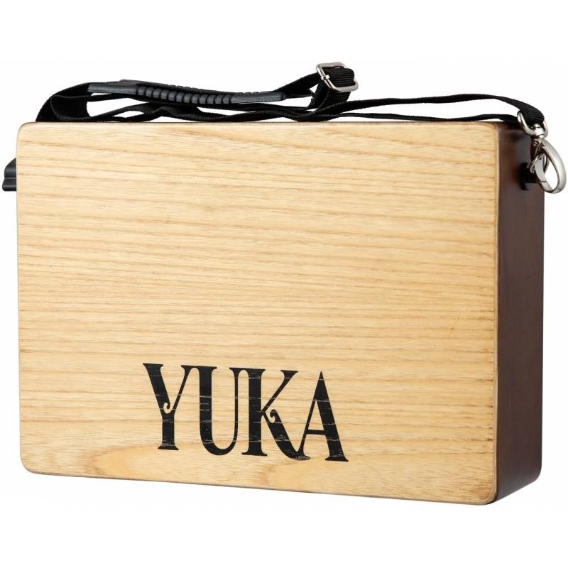 YUKA LT-CAJ2-WT - тревел-кахон, съемный подструнник, басспорт, тапа белый тик, корпус орех, ремень в магазине для музыкантов Рок-н-Ролл