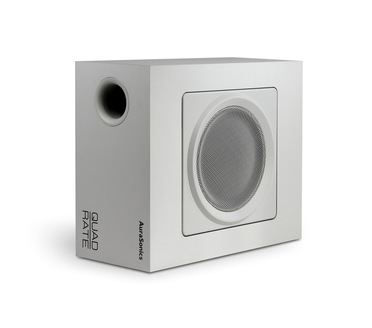 AuraSonics QUADRATE SUB-WH - компактный настенный сабвуфер 6,5", 70/100B-80/40/20/10 Вт, 80Вт/8Ом в магазине для музыкантов Рок-н-Ролл