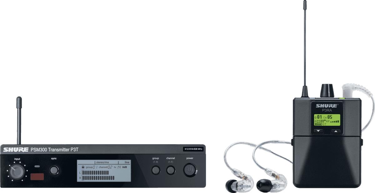 SHURE P3TERA215CL K3E - беспроводная система персонального мониторинга PSM300 с наушниками SE215 в магазине для музыкантов Рок-н-Ролл